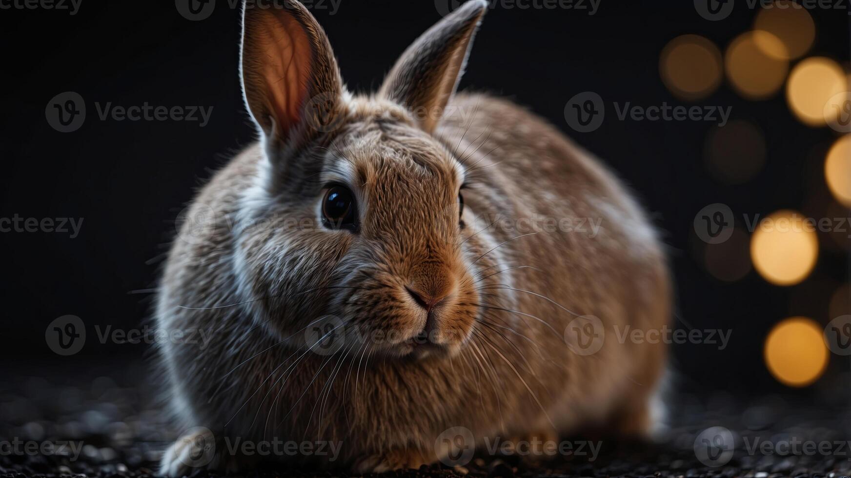 Image of a rabbit on a black background. photo