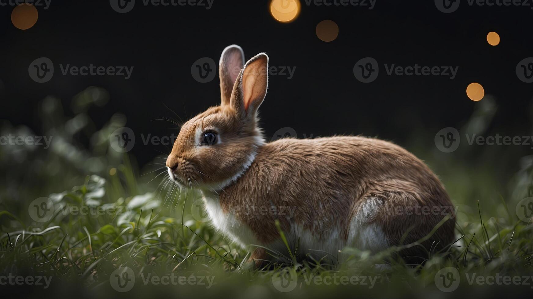Image of a rabbit on a black background. photo