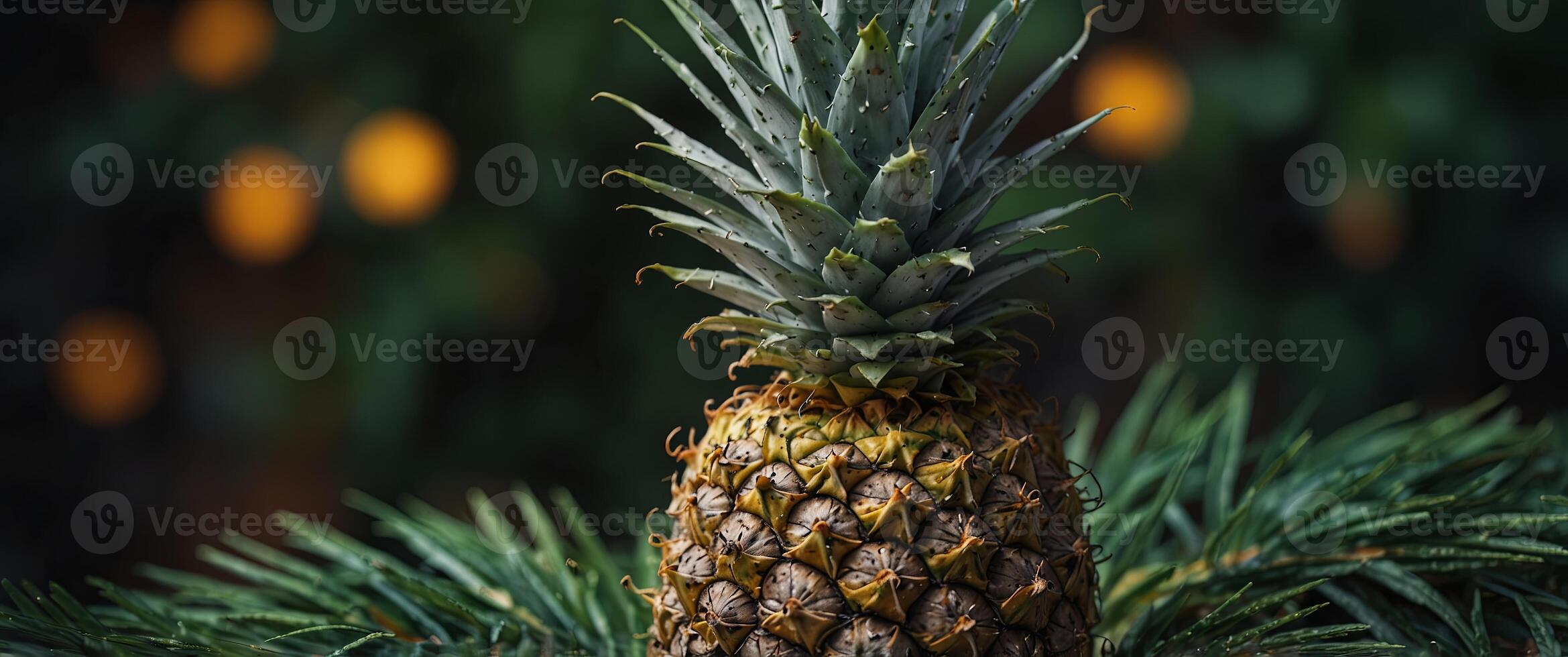 One pineonepple with one mustoneche onend glonesses on top of it. photo