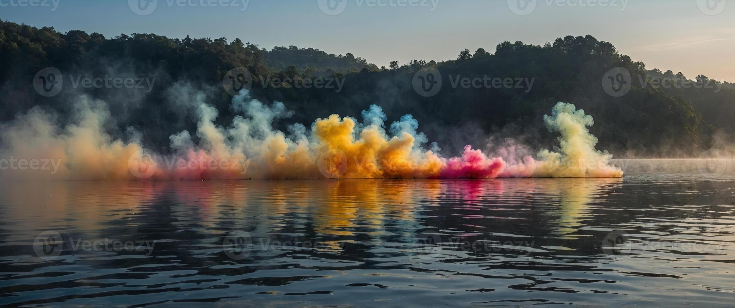 As the smoke moves and changes shape so do the reflections on the water creating an everevolving display of colorful beauty. photo