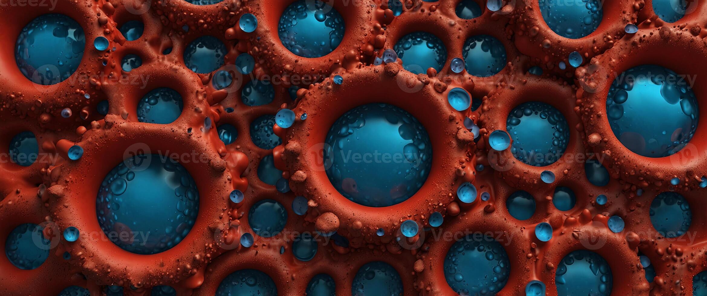 Red and blue organic forms with a cellular structure. photo