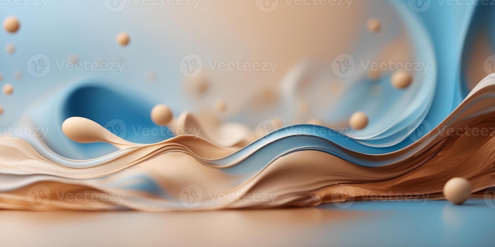 Soft pastel gradient fluid flow shape landing page Beige tones modern color blue and brown bland background design for cover, poster, flyer, advertising, presentation, banner. photo