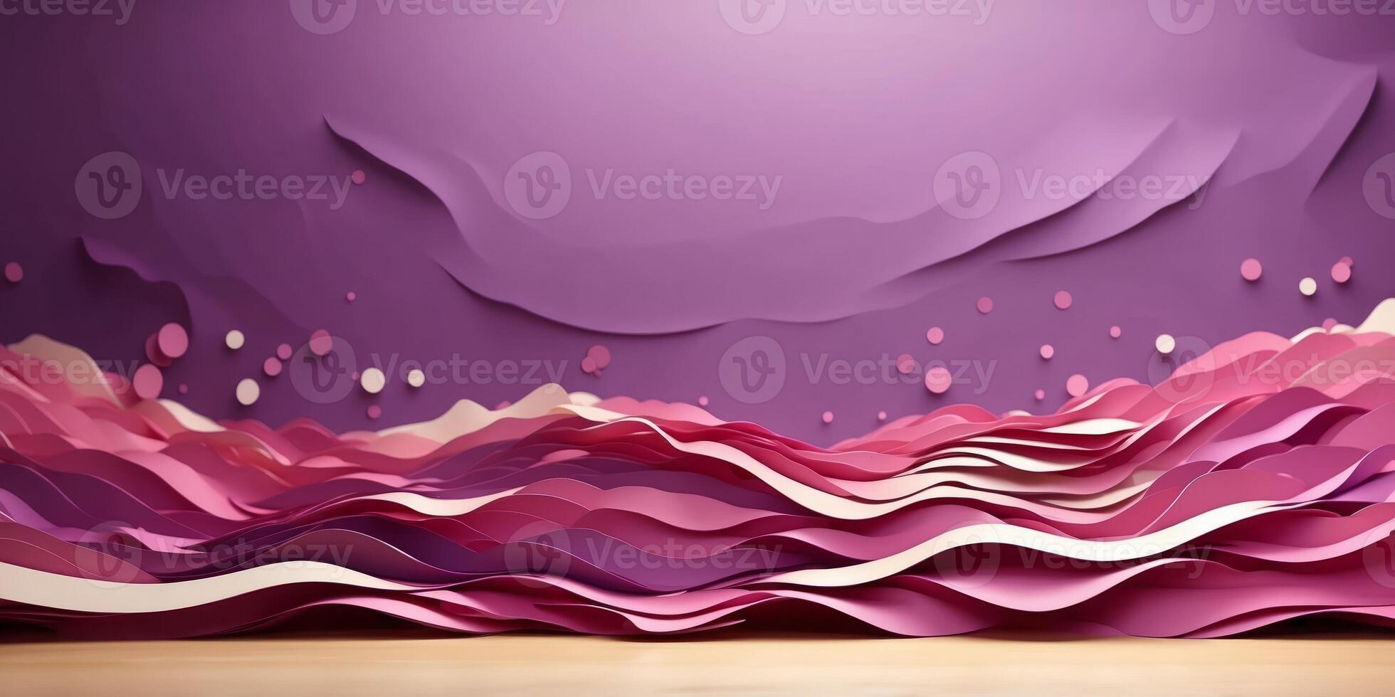 paper purple waves abstract banner design background. photo