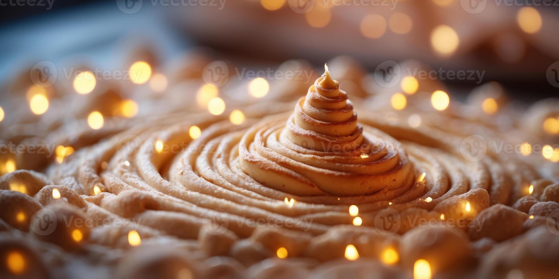 A beautifully arranged spiral dessert made of sweet dough. photo