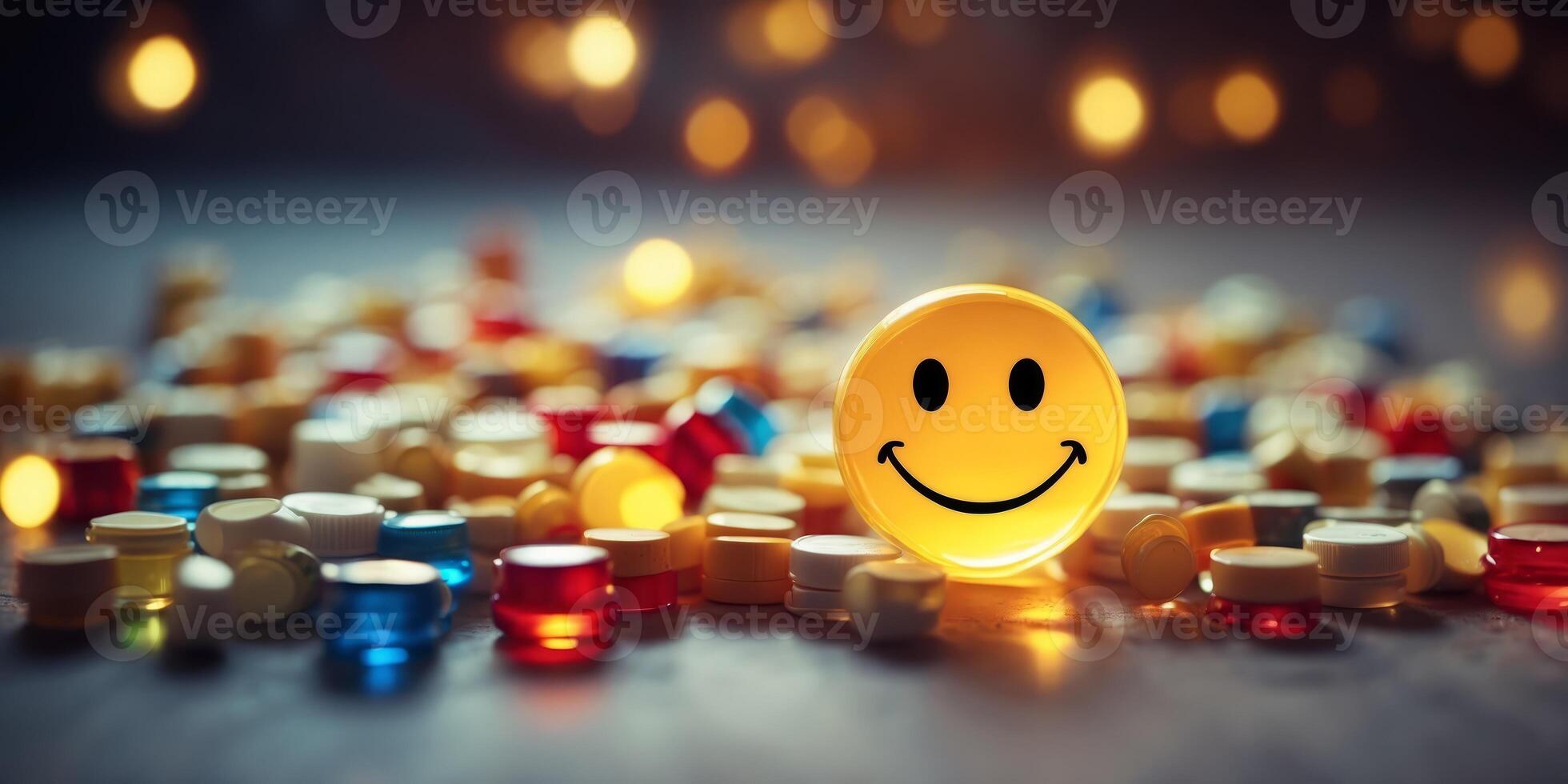 a collection of medications forming a smiley face. photo