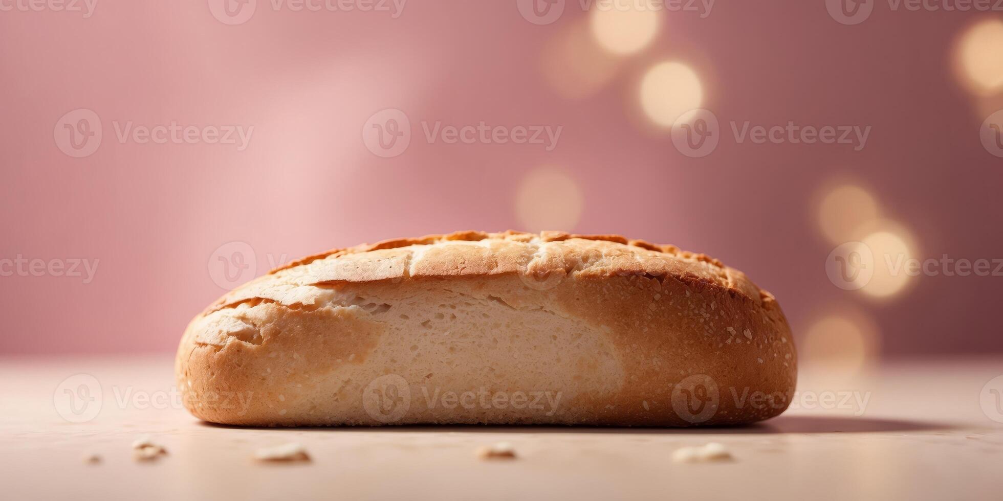 A slice of bread with the shape and appearance of an old-fashioned bathroom scale on pink background Weight loss idea. photo