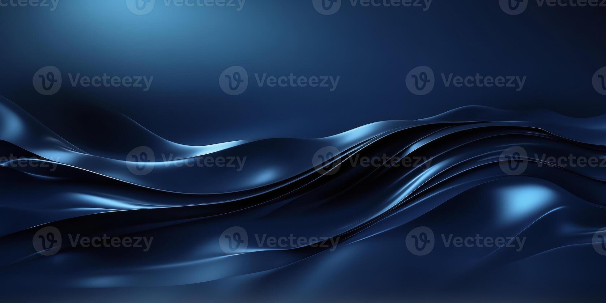 Dark blue abstract background with smooth curved shapes. photo