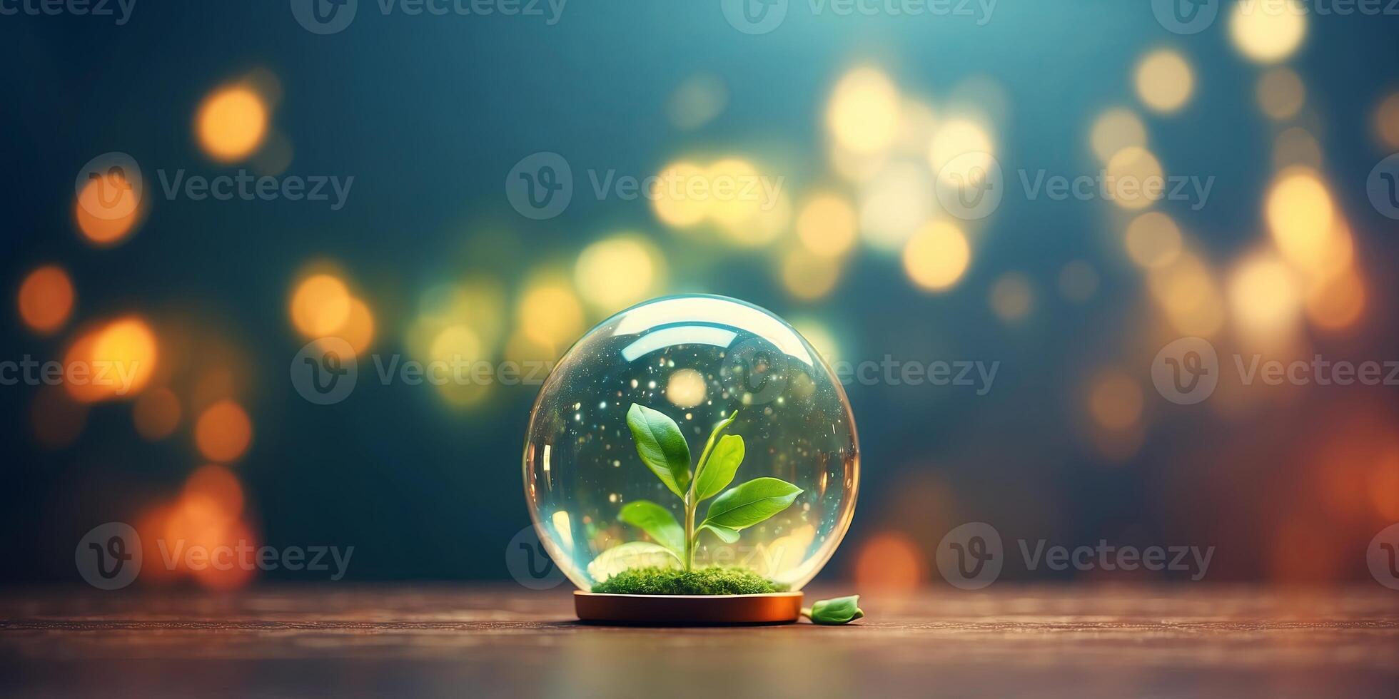 Innovative idea of future alternative energy technology with copy space. photo