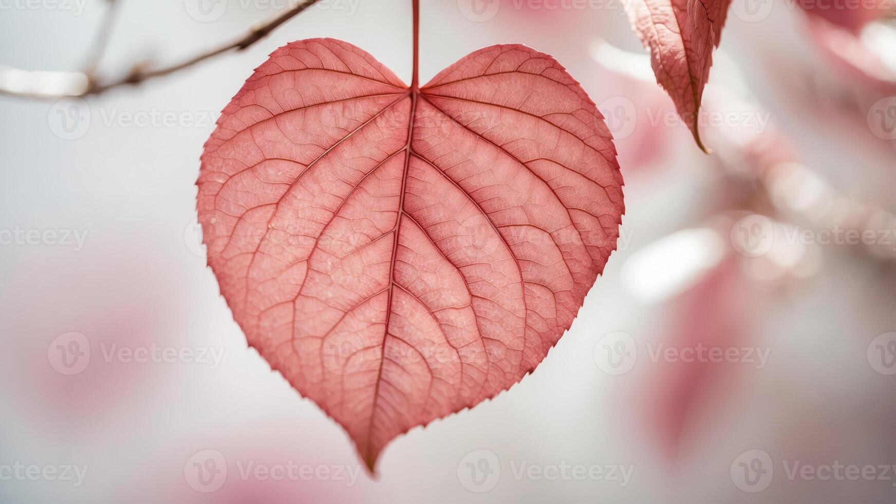 Leaf on white and pink background beauty and nature close up shot with elegant composition. photo