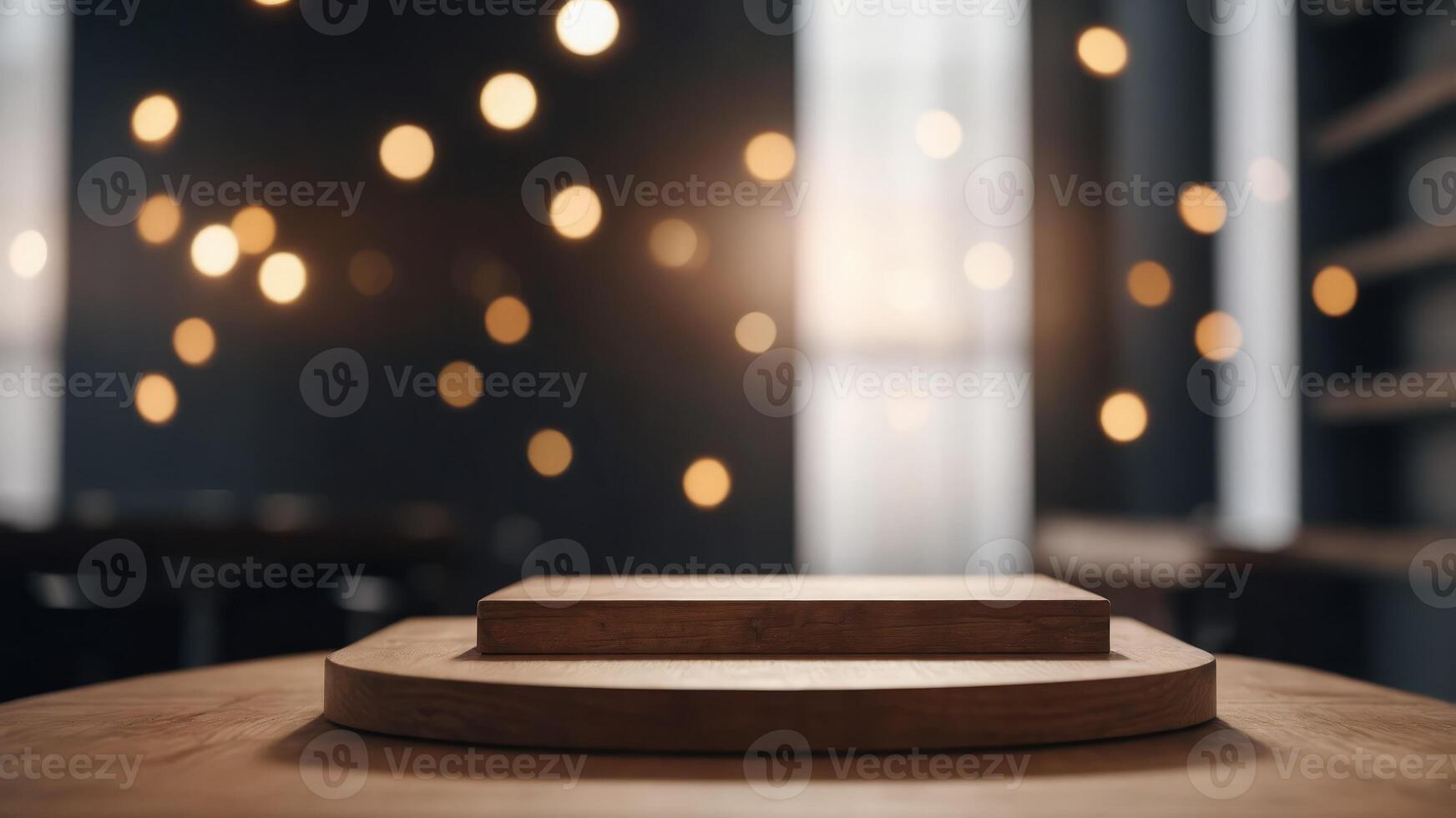 Soft focus on a podium at the front of the room. photo