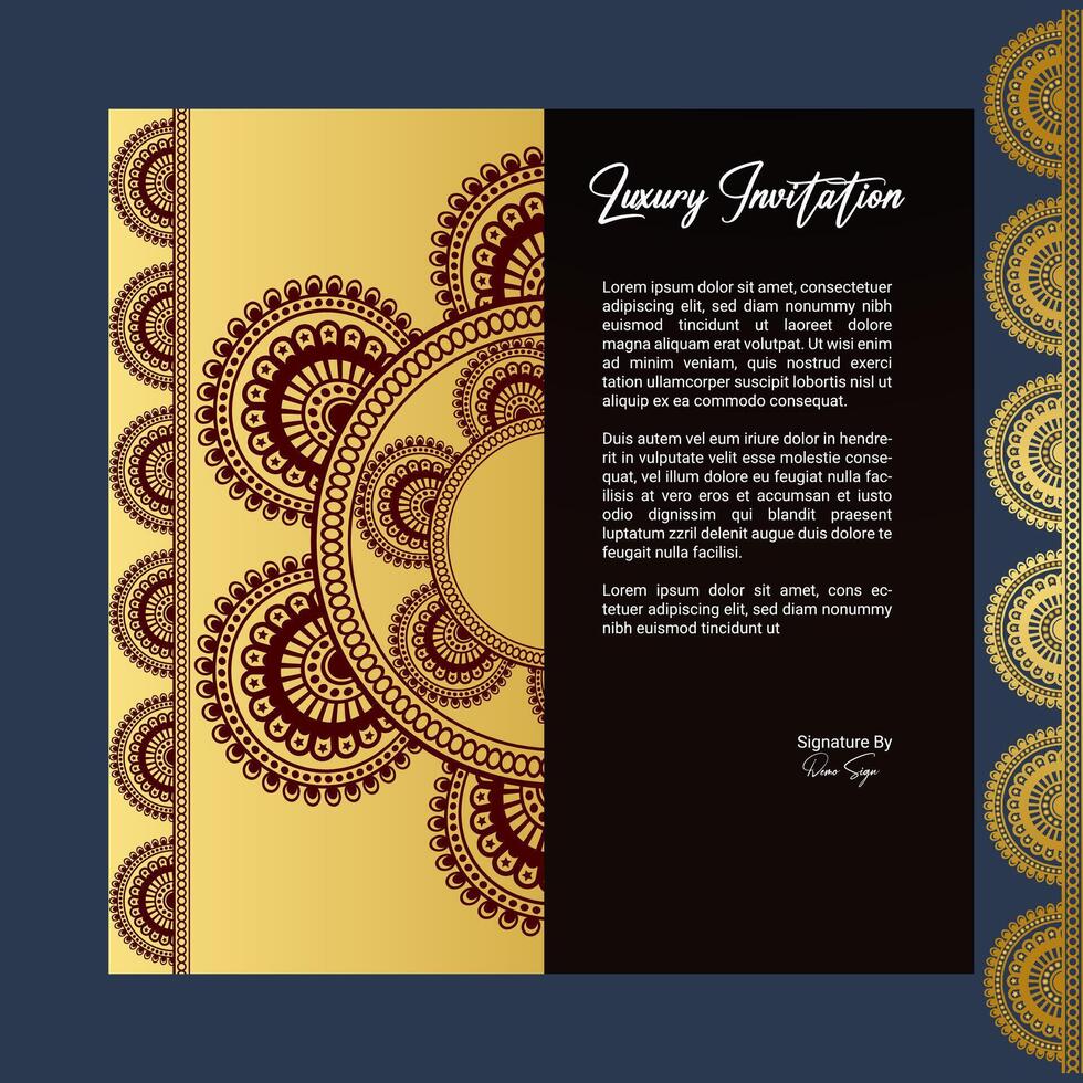 Classical and Traditional Invitation Card in Luxury Floral Mandala Art Design Template vector