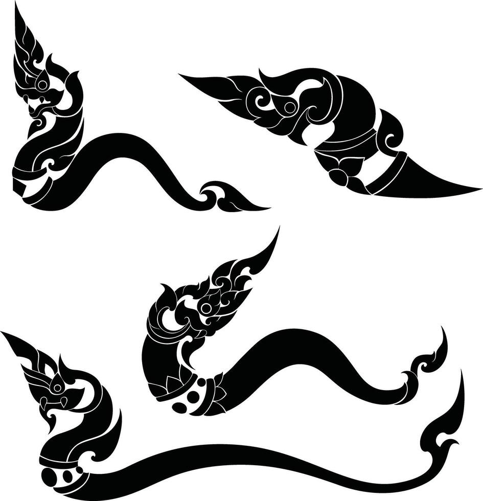 Thai Art Elements with Decorative Patterns Designed from Naga Inspiretion vector