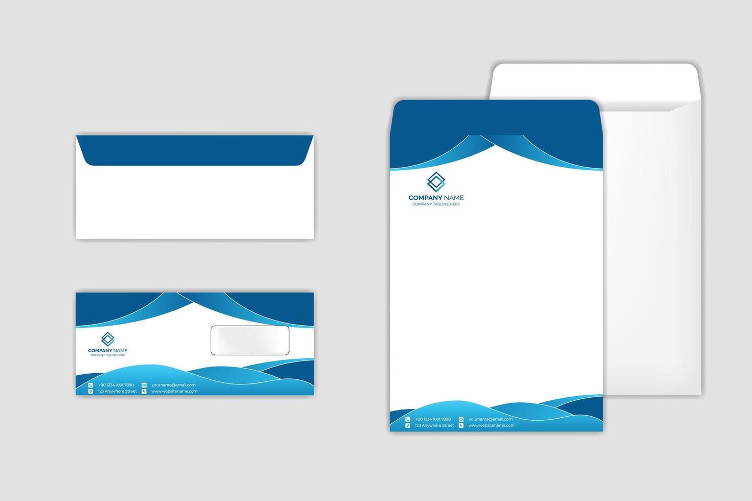 Corporate Envelope Template set with light blue color vector
