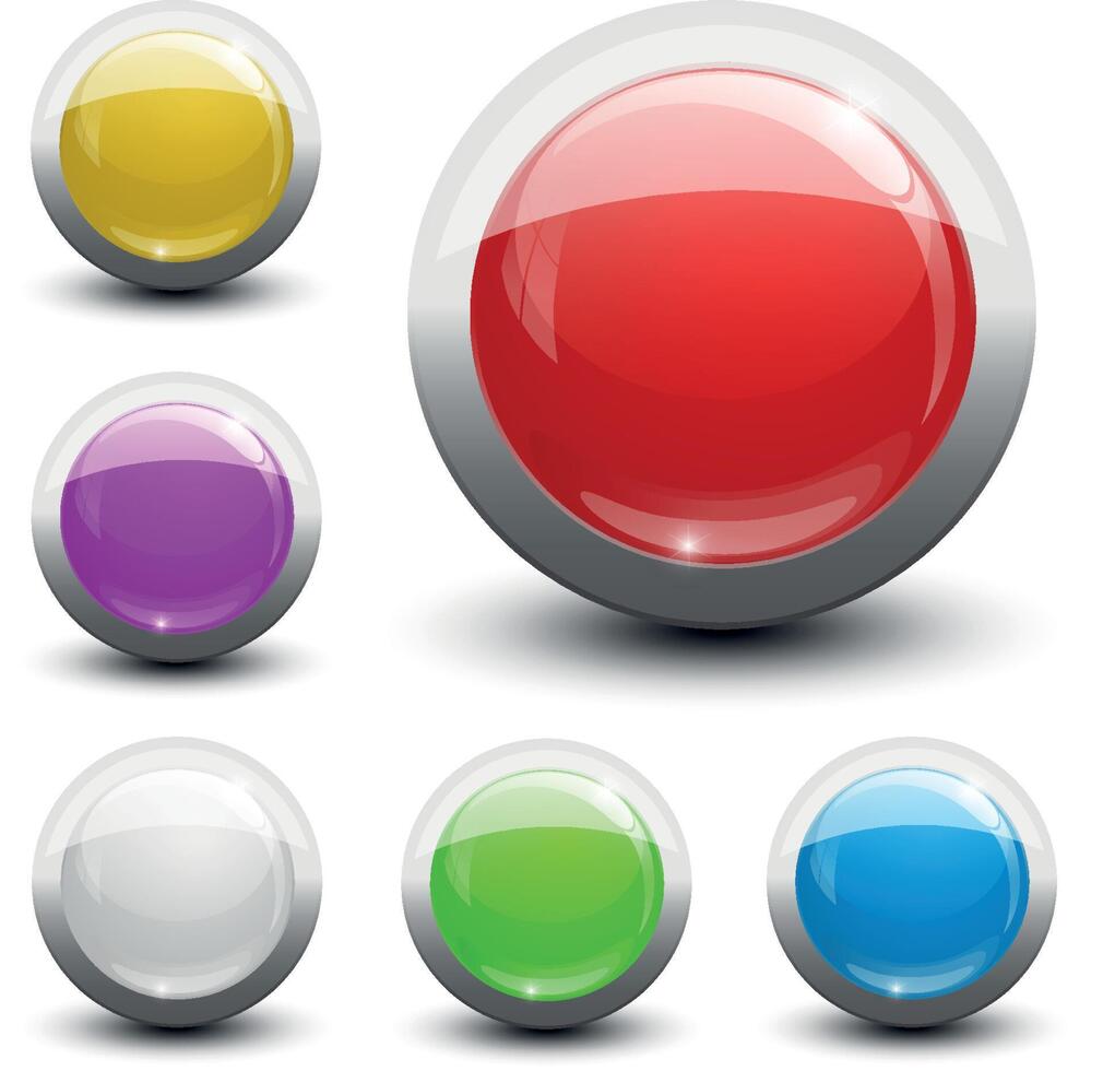 button glossy set vector