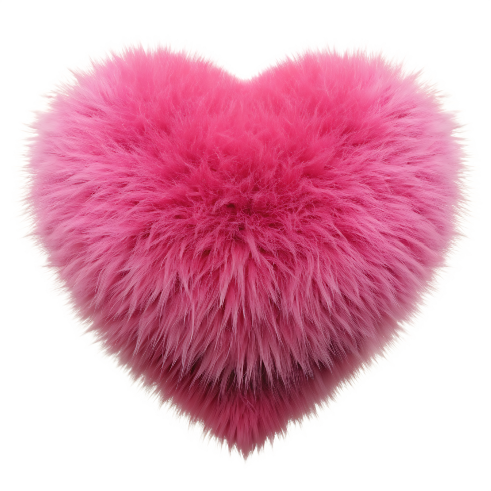Pink fluffy heart isolated on transparent background png