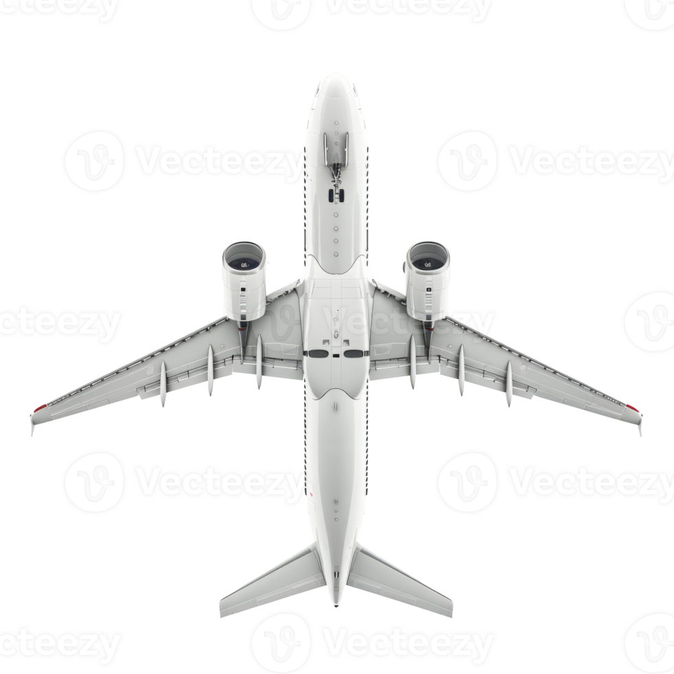 White passenger airplane in flight. Air Transport design element png