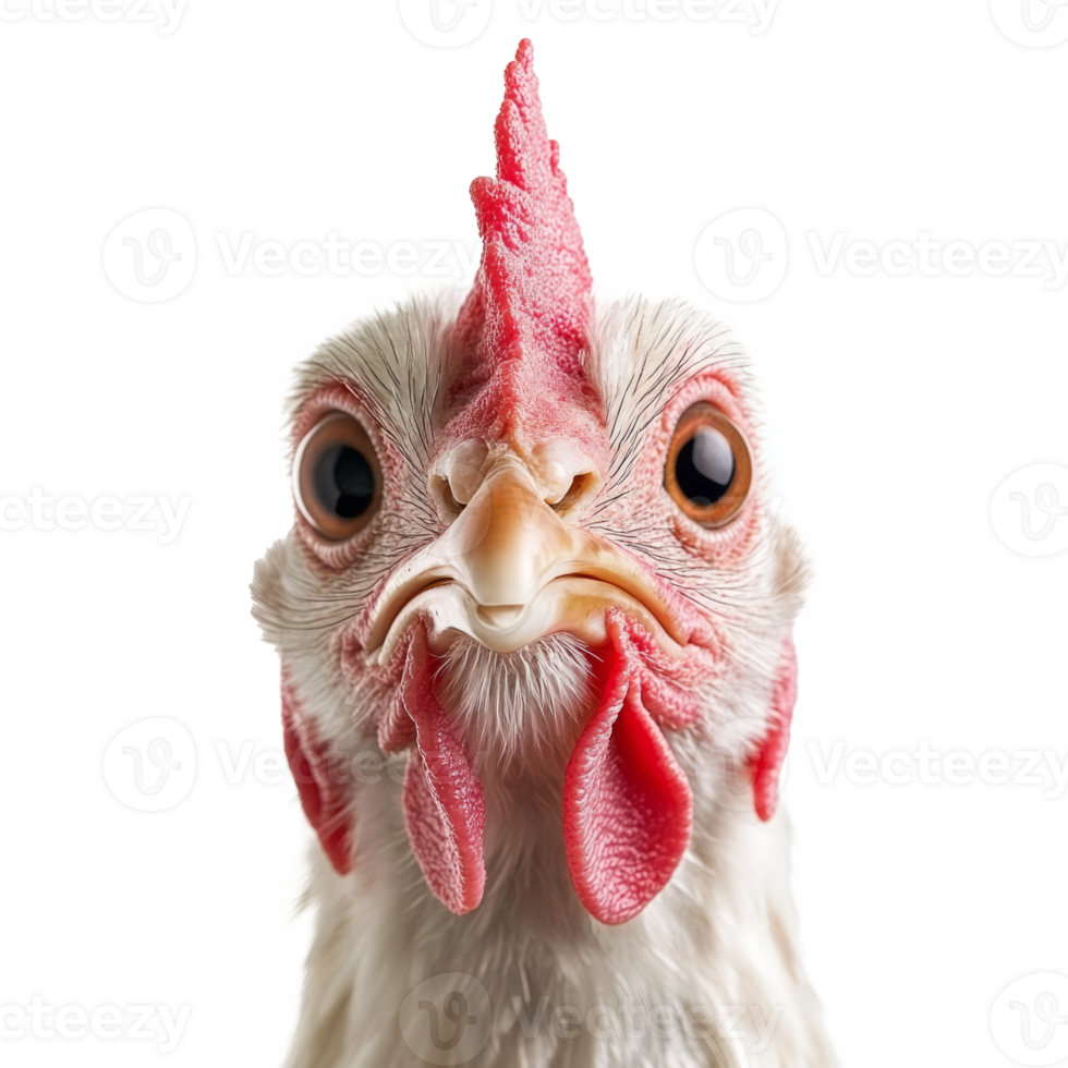 Close up portrait of hen with curious expression. Chicken looking at camera png