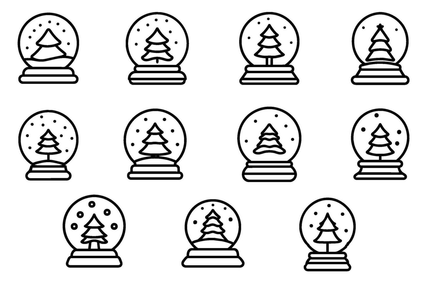Crystal Ball Christmas Icon Set vector