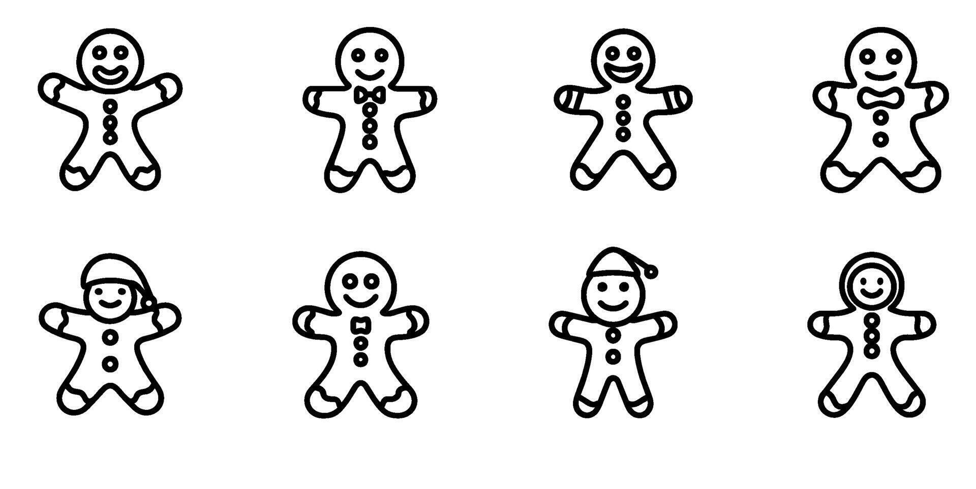 set of gingerbread of people vector