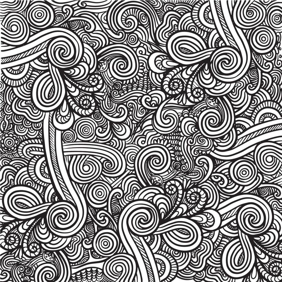 Intricate Black and White Abstract Swirls vector