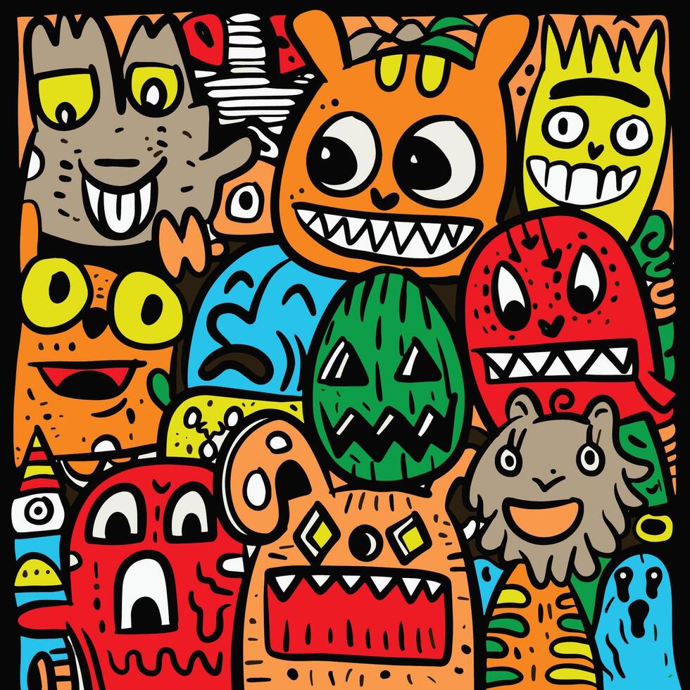 Colorful Cartoon Monsters with Playful and Mischievous Expressions vector