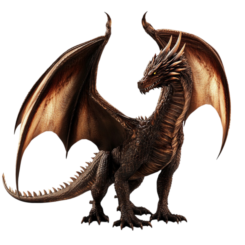 Fierce Dragon with Brown and Gold Color Scheme png