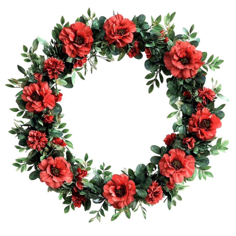 Bouquet of Red Flowers Arranged in a Circular Pattern png