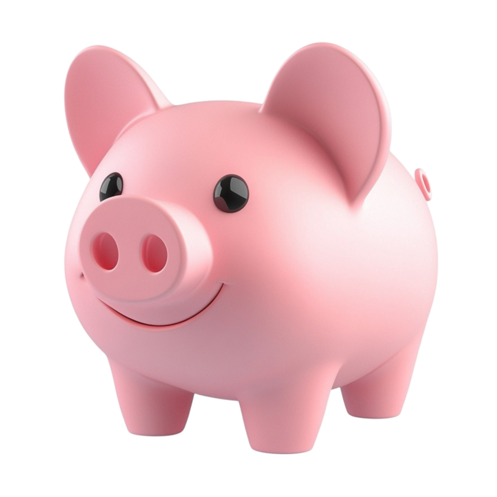 Pink Pig with Black Nose, Eyes, and Mouth png