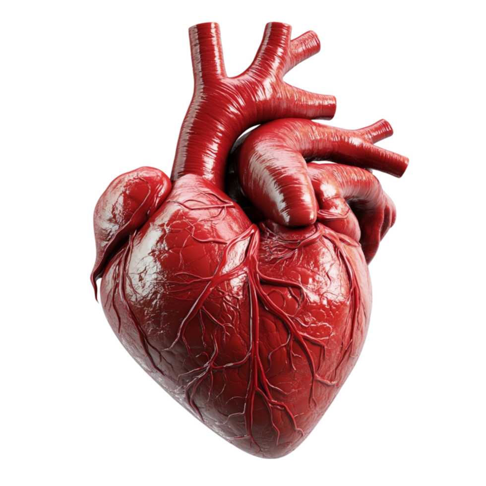 Human Heart with Visible Blood Vessels png