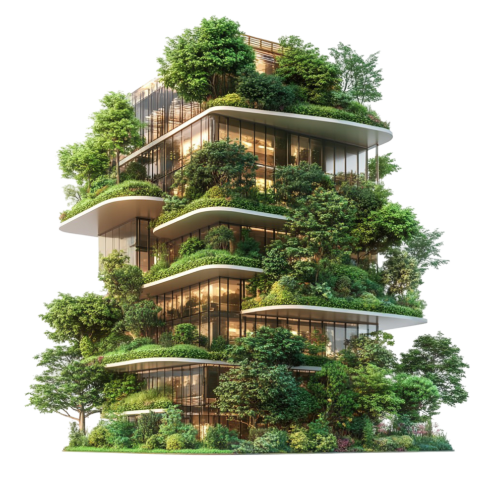 Modern Tall Building with Multiple Levels png
