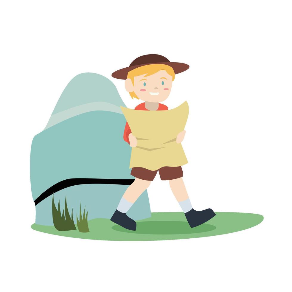 Hiking scene Boy Adventure Mountain Four vector