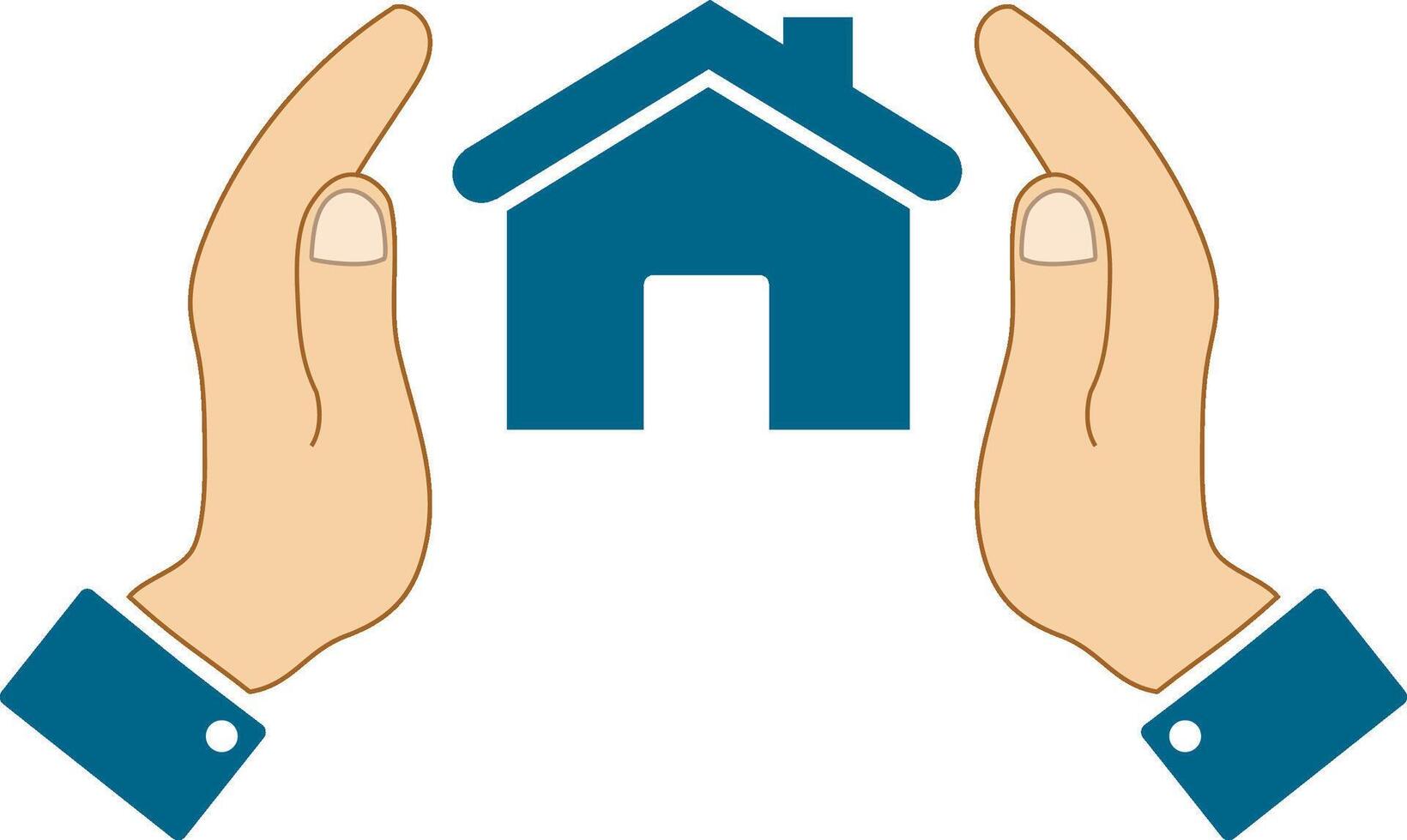 icons in the form of a house with human hand vector