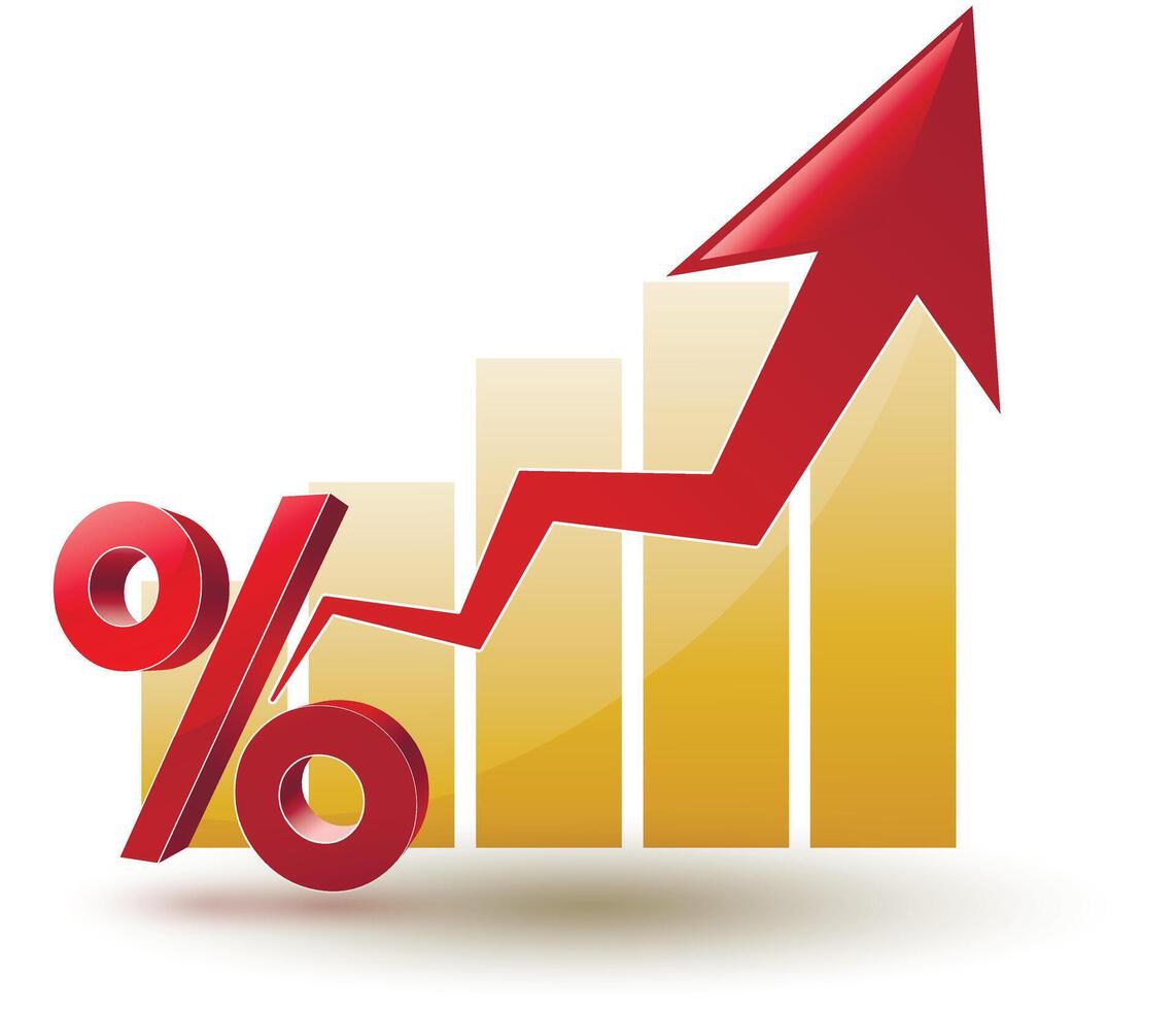 chart and arrow on a white background in progress vector