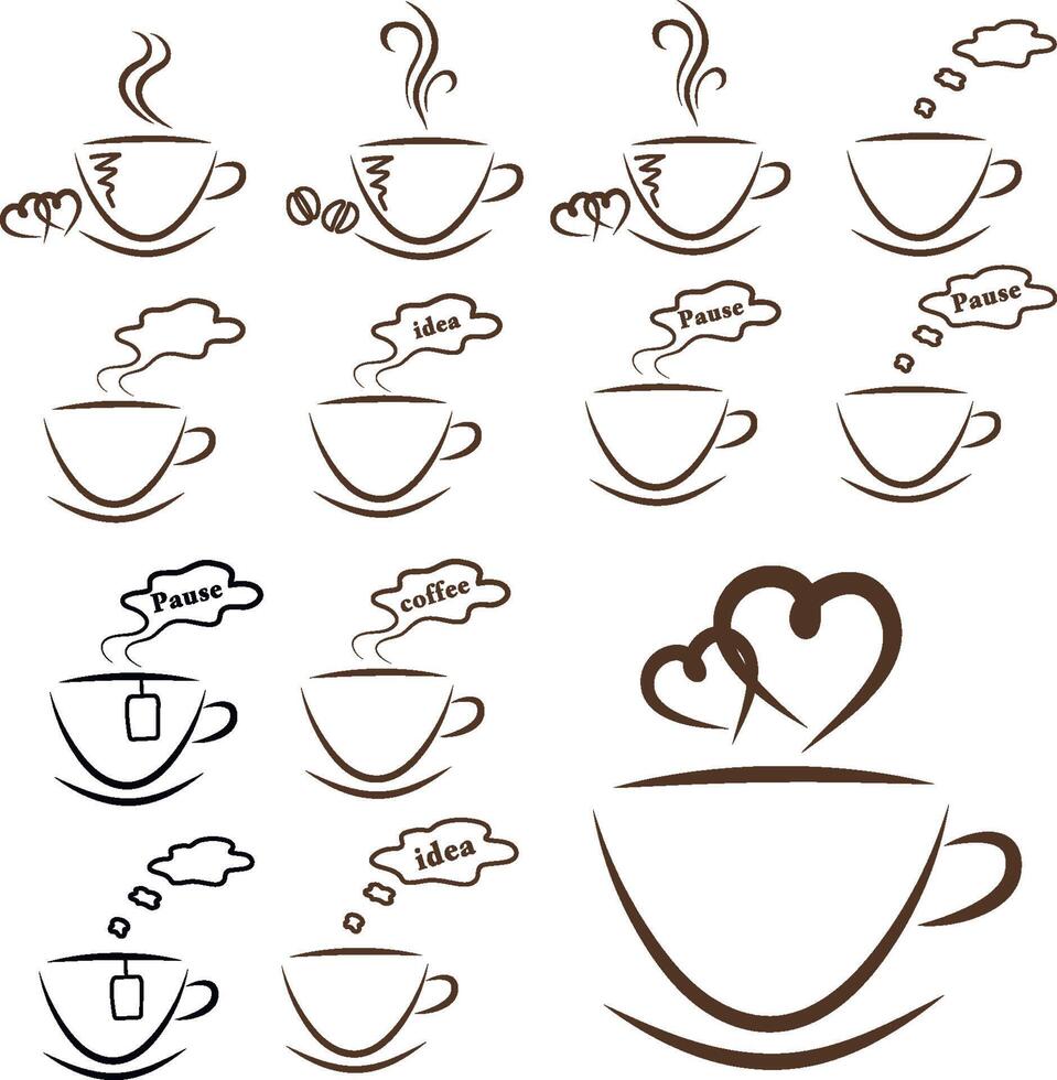 web icons coffee and tea set vector
