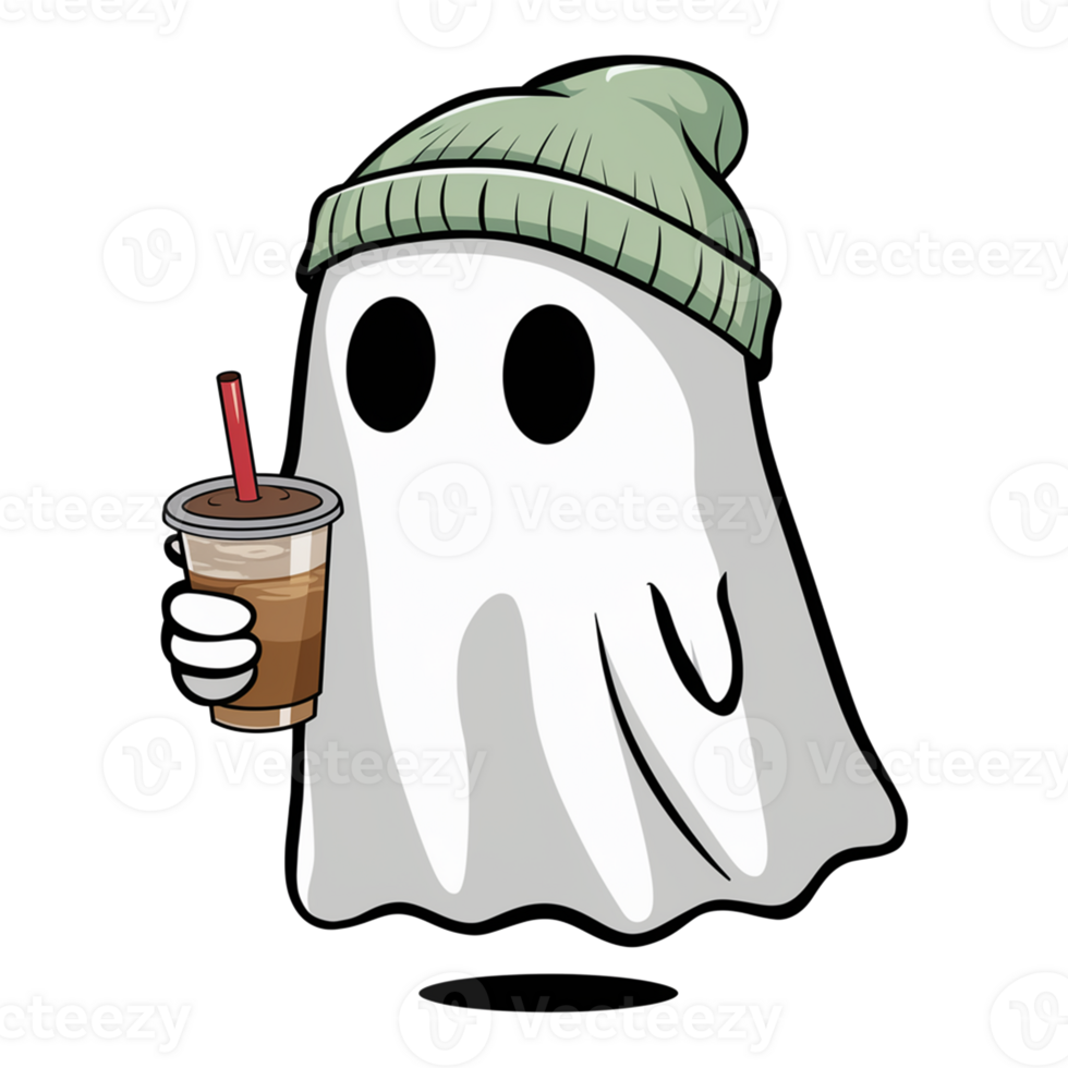 ghost holding a cup of coffee and a drink png