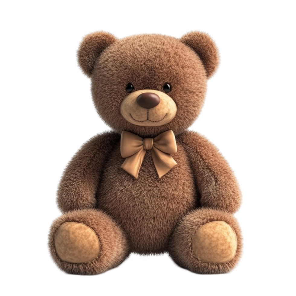 Cute Teddy Bear with Bow and Happy Expression png