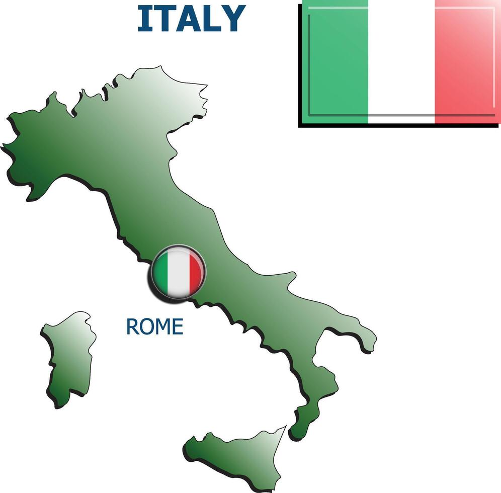 collage map flag badge italy vector