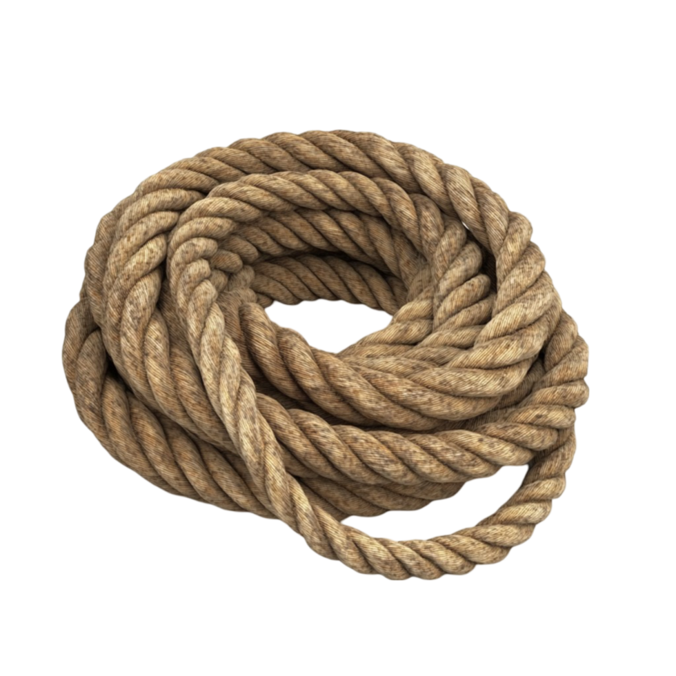 Tightly Wound Twine Rope with Natural Fiber Texture png