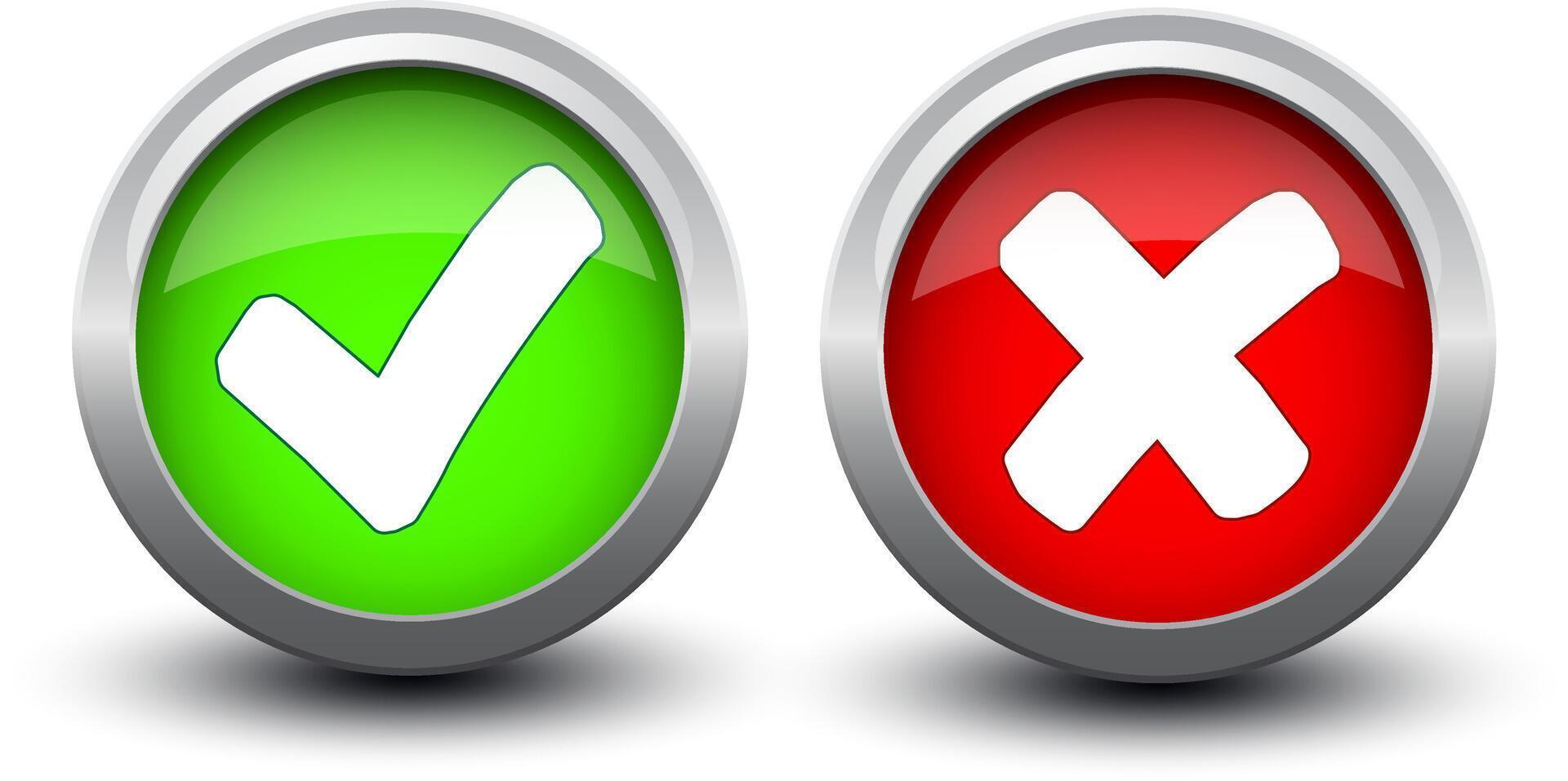 buttons tick and cross vector