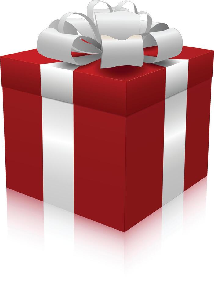 Red gift box with white ribbon vector