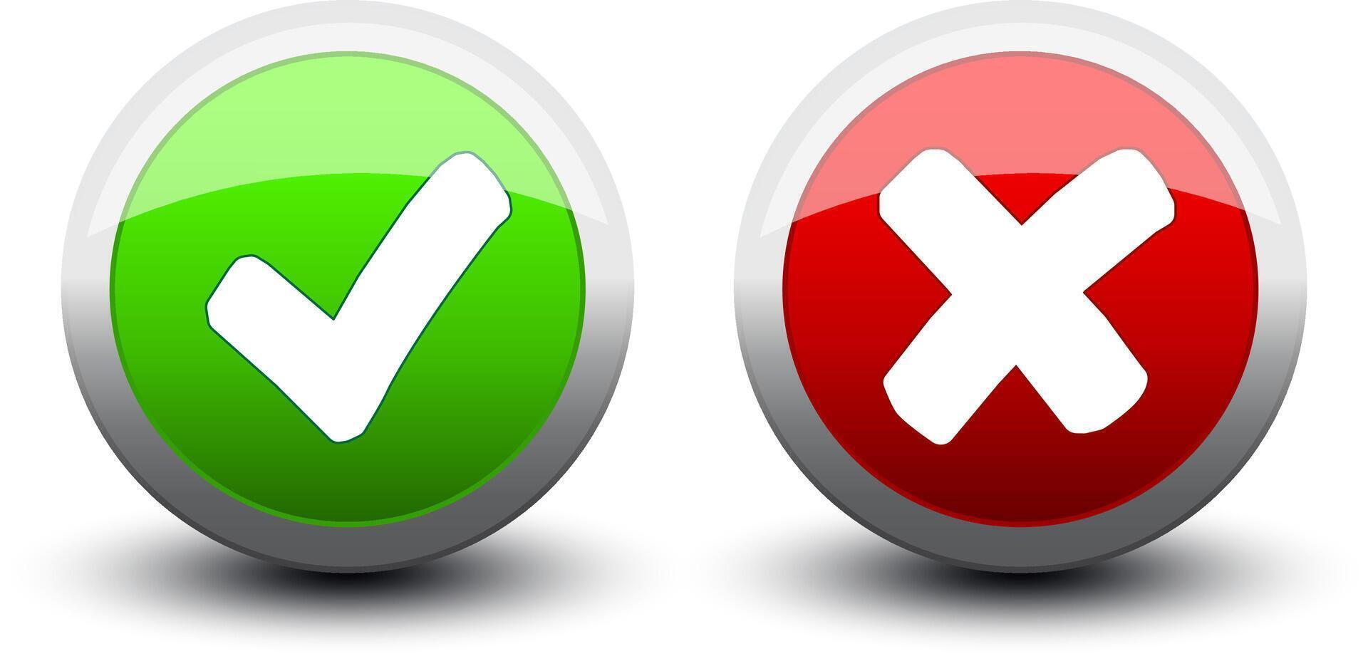 button tick and cross vector
