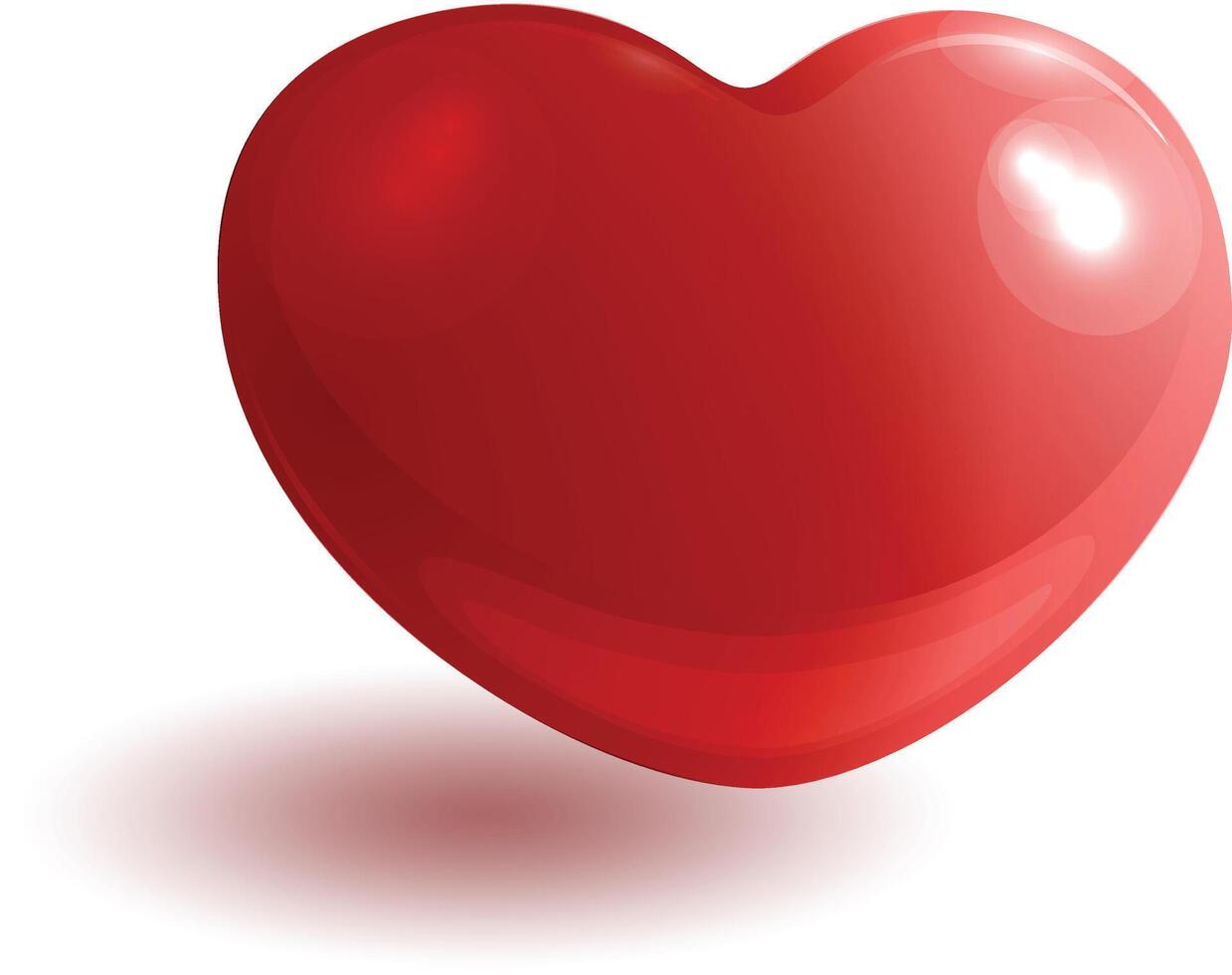 Red glossy heart 3d vector