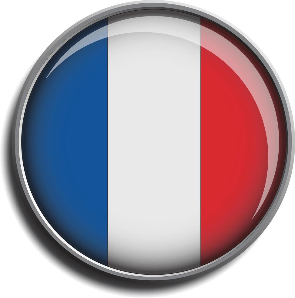 flag icon web button france vector
