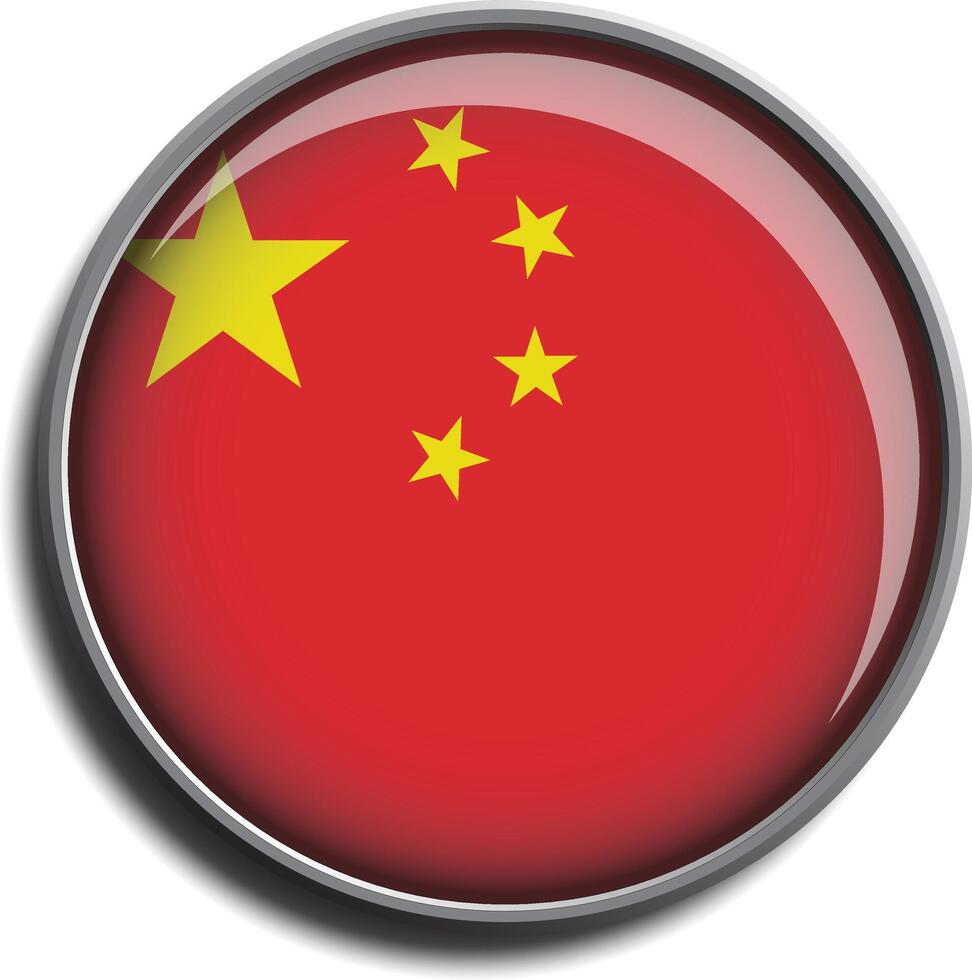 flag icon web button china vector