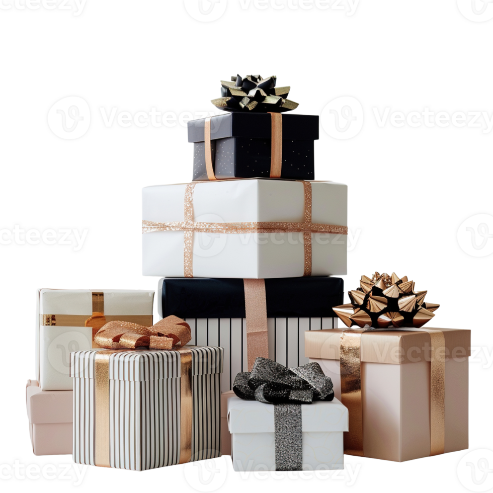 stack of gift boxes isolated on transparent background png