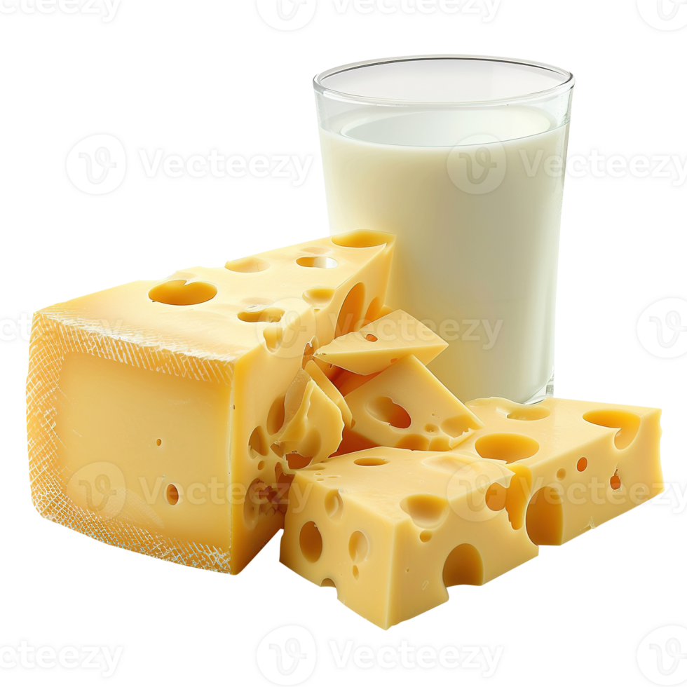 cheese and milk isolated on transparent background png
