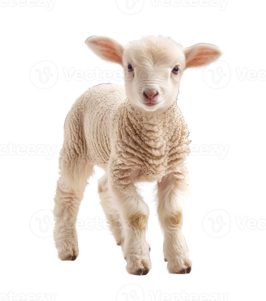 Cute Sheep lamb isolated on transparent background cutout png