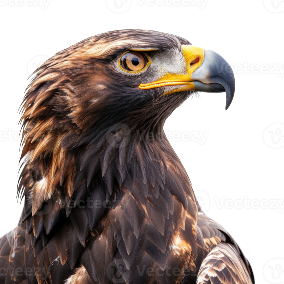 Closeup shot of Eagle side view isolated on transparent background cutout png