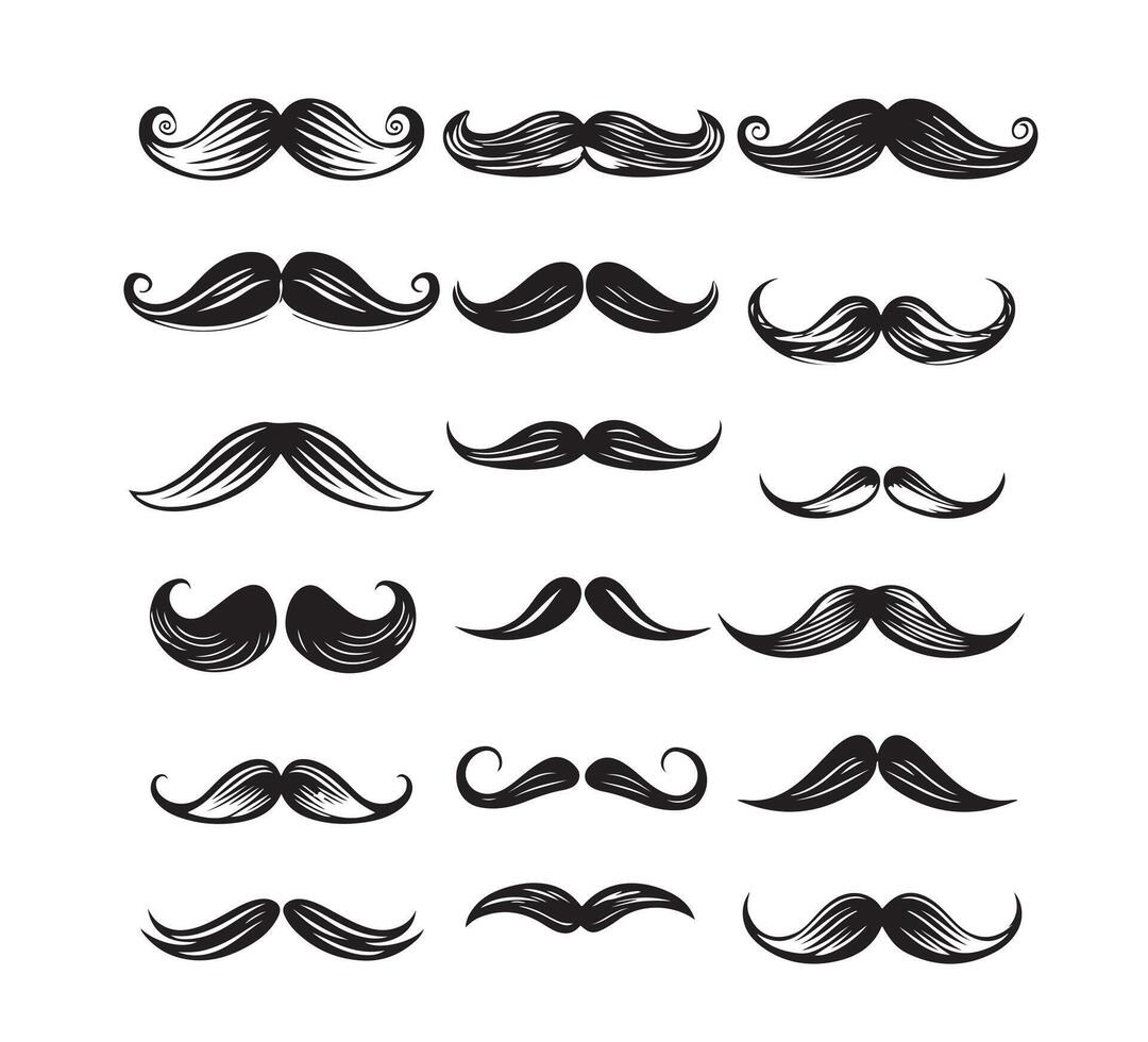 Set of mustaches isolated on white background. vector