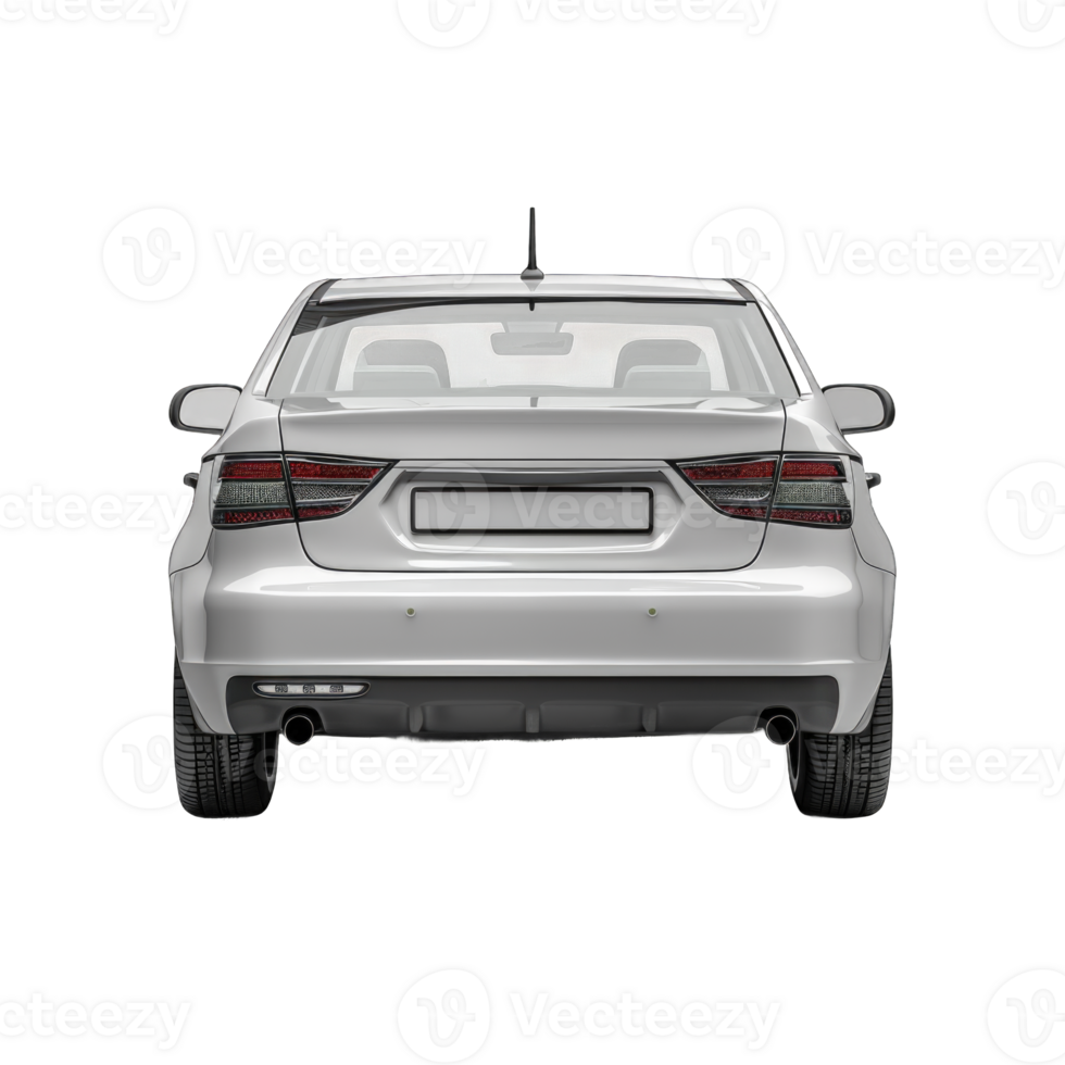 Modern car back view isolated on transparent background cutout png
